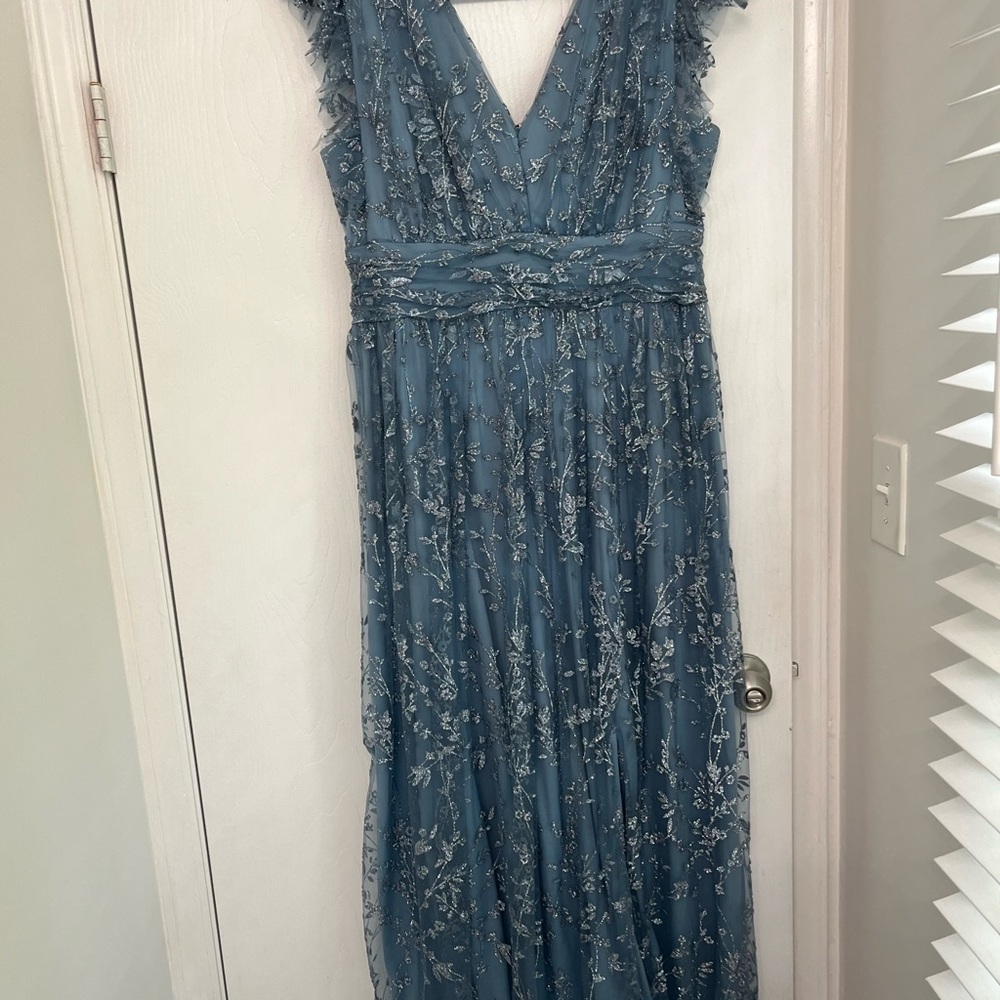 Baltic Born Winter Blue Arlene Shimmer Gown MODEST NECKLINE ALTERATION
